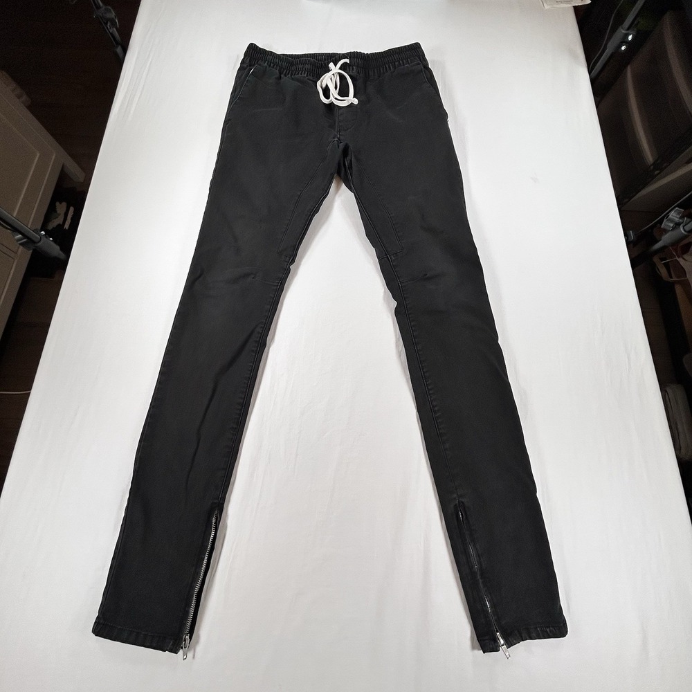 PacSun Mens Skinny Jogger Pants Black Ankle Zip Elastic Waist Size S 30x32.5